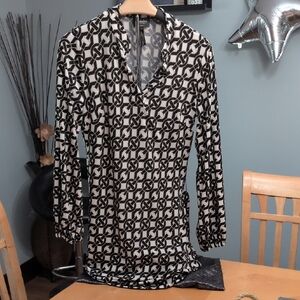 Laundry by Design Cream and Black Geometric Dress